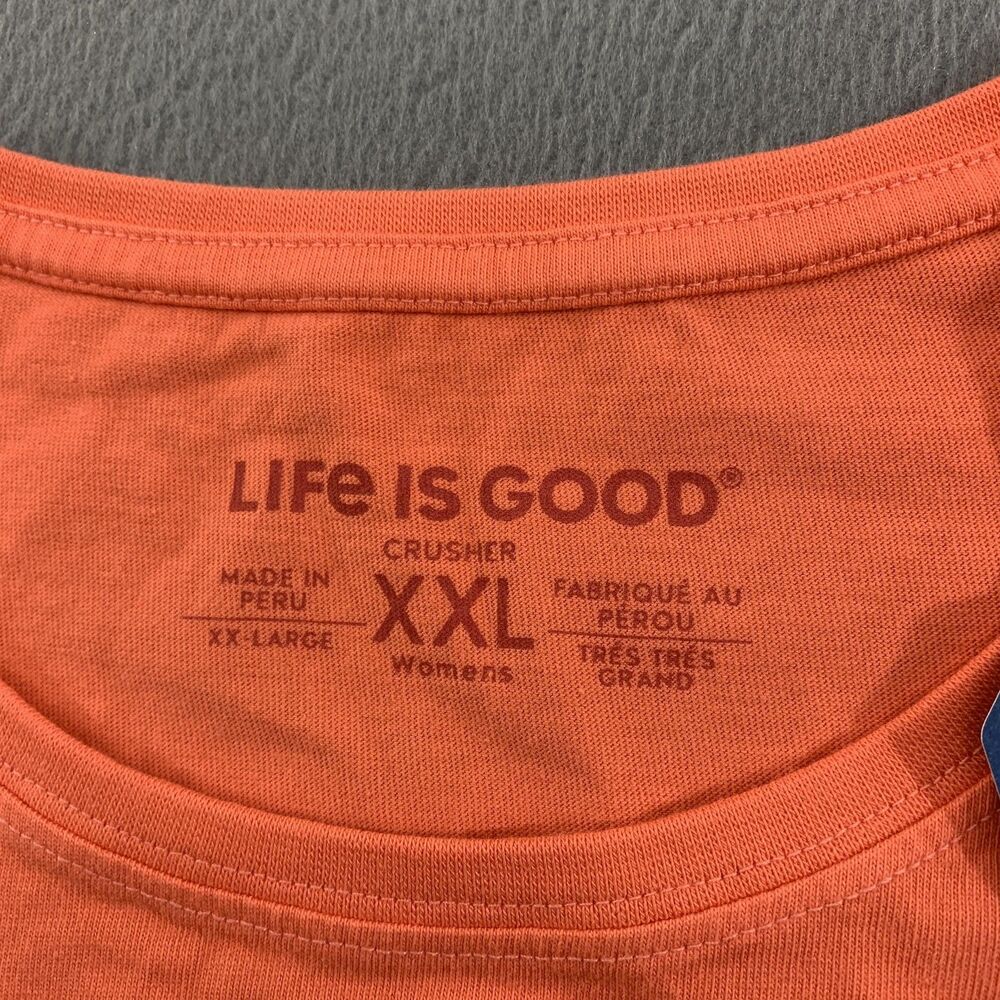 Life Is Good Shirt Womens 2XL Orange Crusher Tee Wine Glass Graphic Cotton NWT - Picture 5 of 10